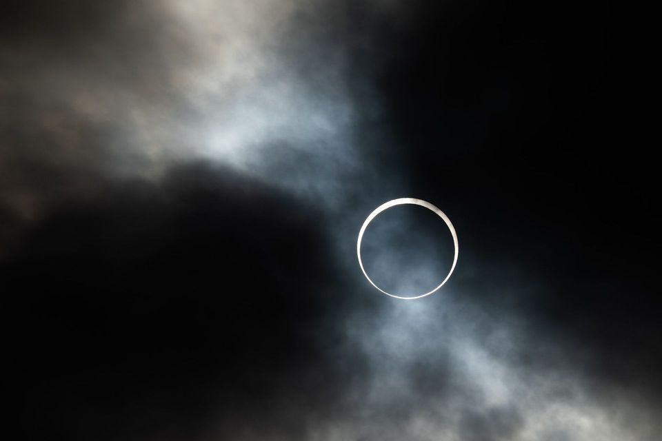 Annular Eclipse. An annular solar eclipse viewed from the Ruby Mountains in Nevada, 2023.