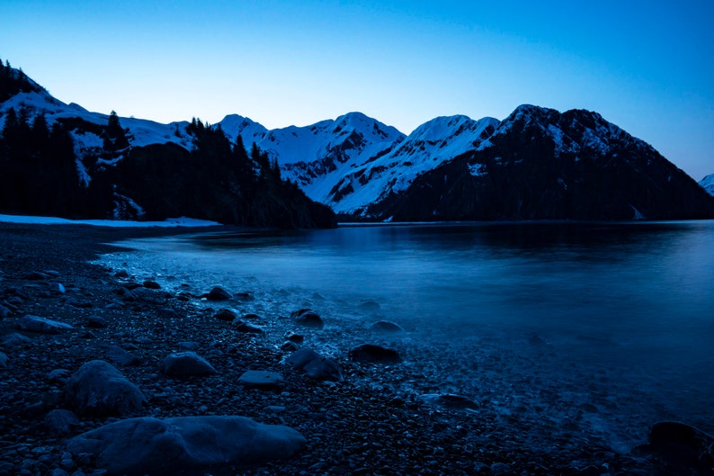 Bulldog Cove at Twilight, Alaska. Bulldog Cove at twilight, Kenai Fjords National Park.