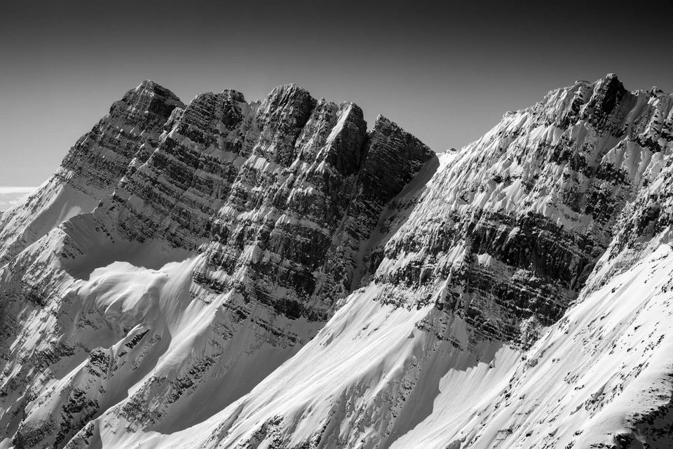 Canadian Rockies. An aerial image of a ridge just east of Golden, BC, Canada.