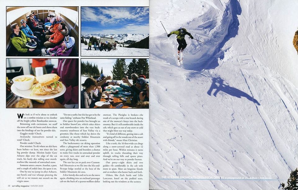 Cat skiing feature, photograph by Craig Wolfrom