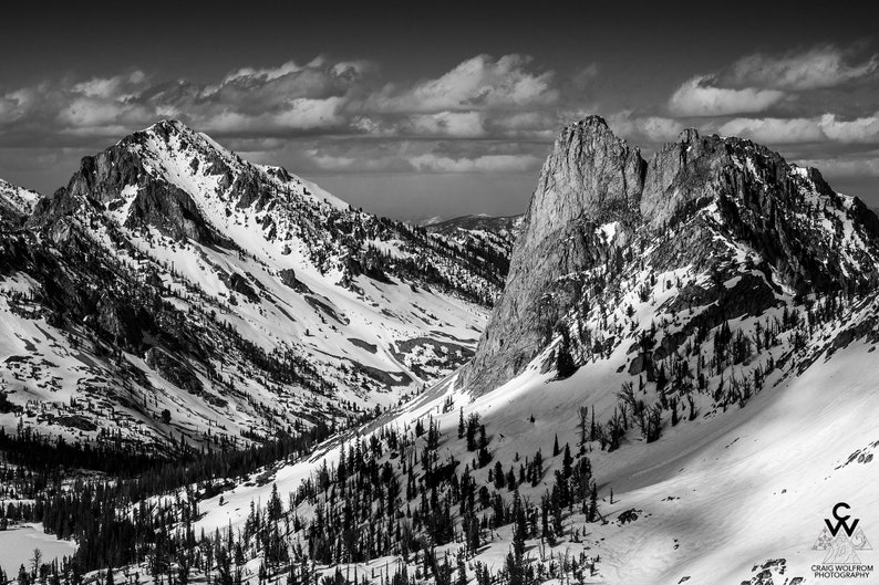 El Capitan, Sawtooth Mountains, Idaho. Idaho's El Capitan stands proud in the Sawtooth Mountains. Black and white.