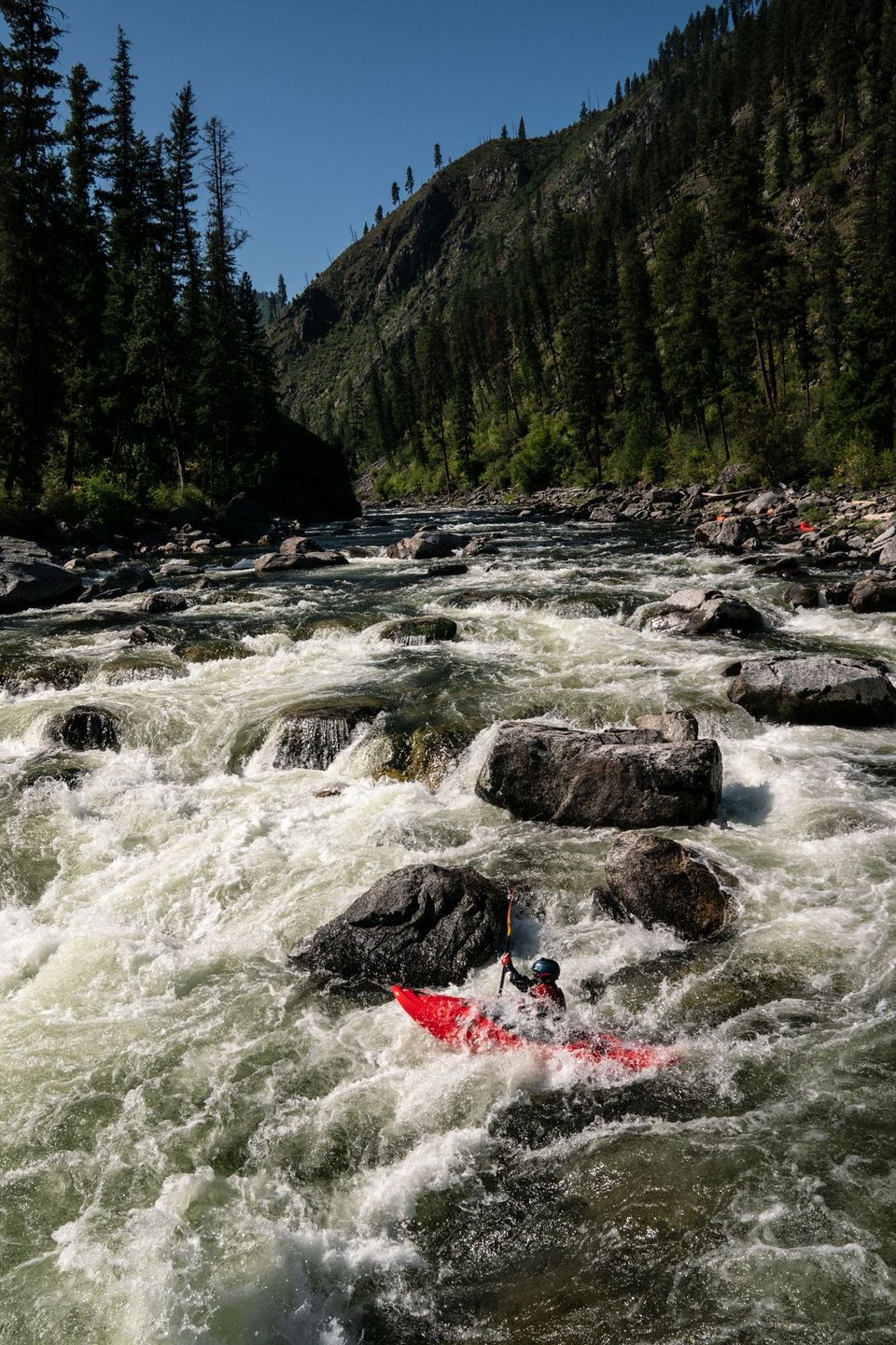 South Fork Salmon Kayaking. The South Fork packs a serious punch at high water. At 2.5 feet, the rock gardens are the biggest challenge.