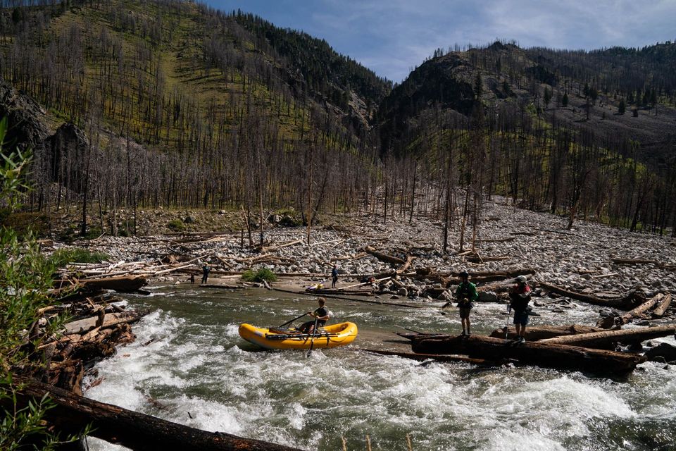 Sulphur Slide Rapid. The early-August run of Sulphur Slide was class II/V: two for the moves, five for the consequences.