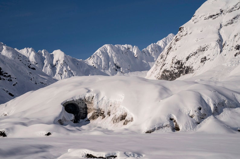 Toe of the Glacier, Harris Bay, Alaska. The toe of a glacier in Northwestern Fjord with a mysterious, nearly perfect circular hole. Kenai Fjords National Park.